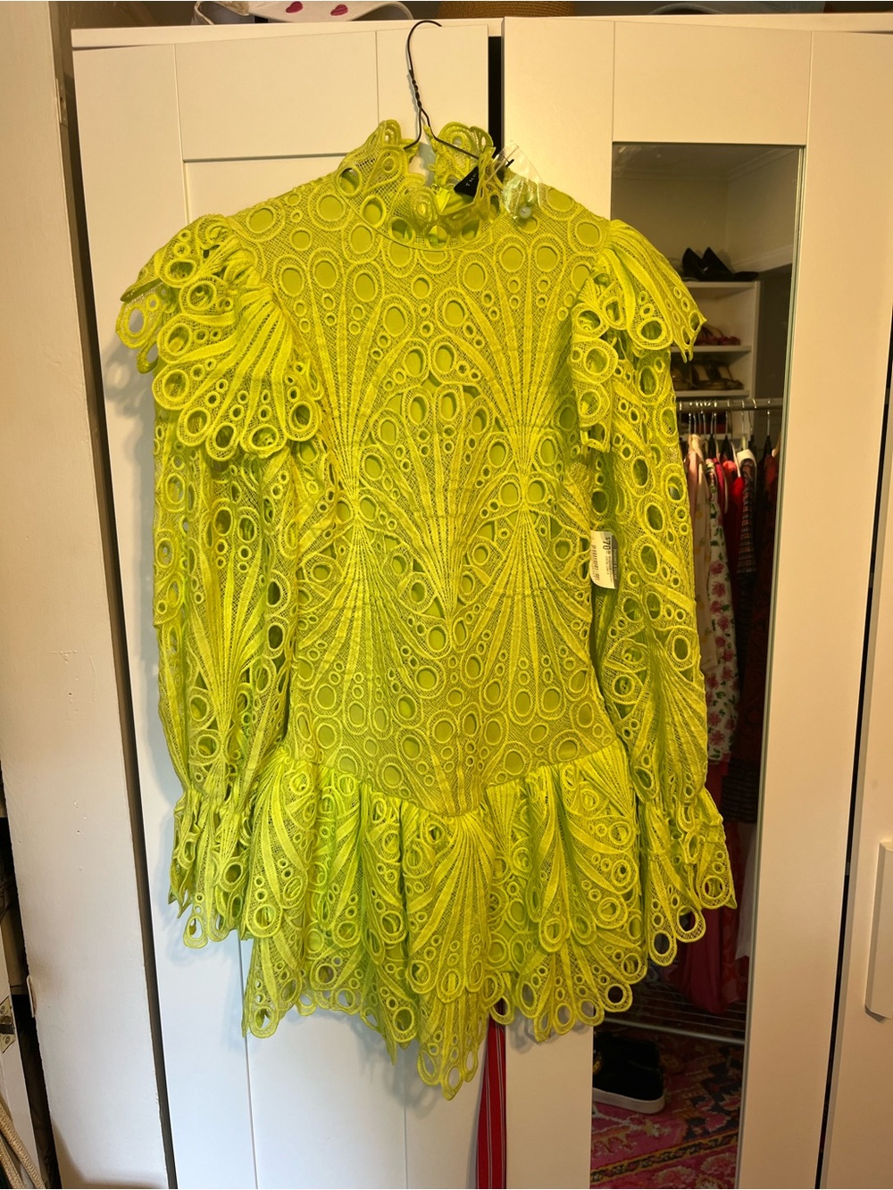 NWT Neon Green Eyelet Lace Dress